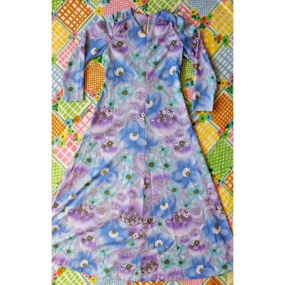 1970s vintage watercolor floral maxi dress - image 1