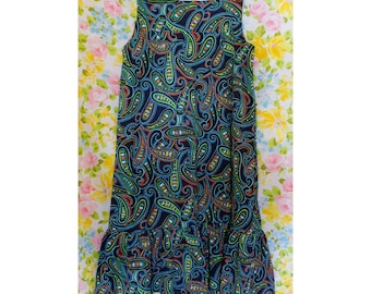 1970s vintage neon paisley print dress