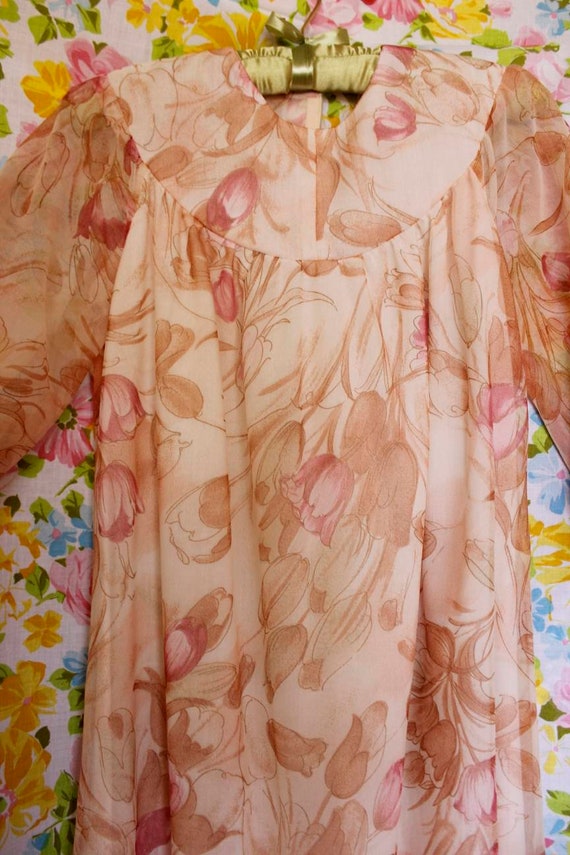 1970s vintage floral maxi dress w/ sheer sleeves - image 2
