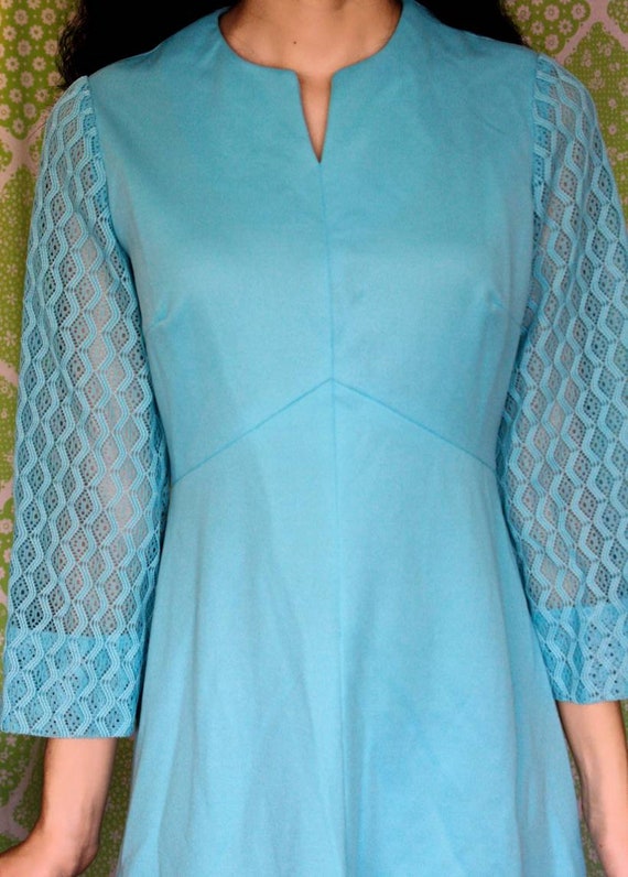 1970s vintage aqua blue dress - image 2