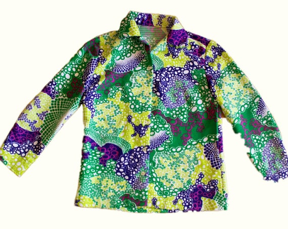 1960s vintage psychedelic button up long sleeve sh