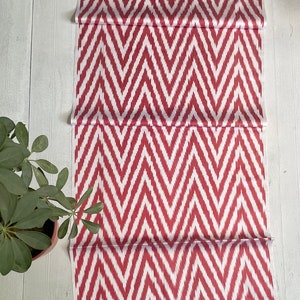 50 cm wide Red Chevron Ikat Fabric, Red Silk Ikat Fabric, Handmade Ikat Fabric, Handwoven Ikat Fabric, Upholstery, Ikat Fabric By Meter Sale