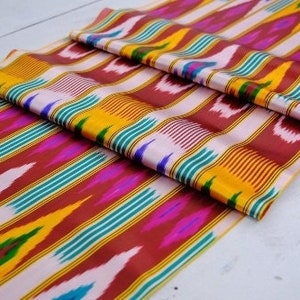 Sateen silk ikat fabric, one side xonatlas design fabric, ikat fabric, ikat fabric by the metre, loom organic fabric, ikat fabric upholstery