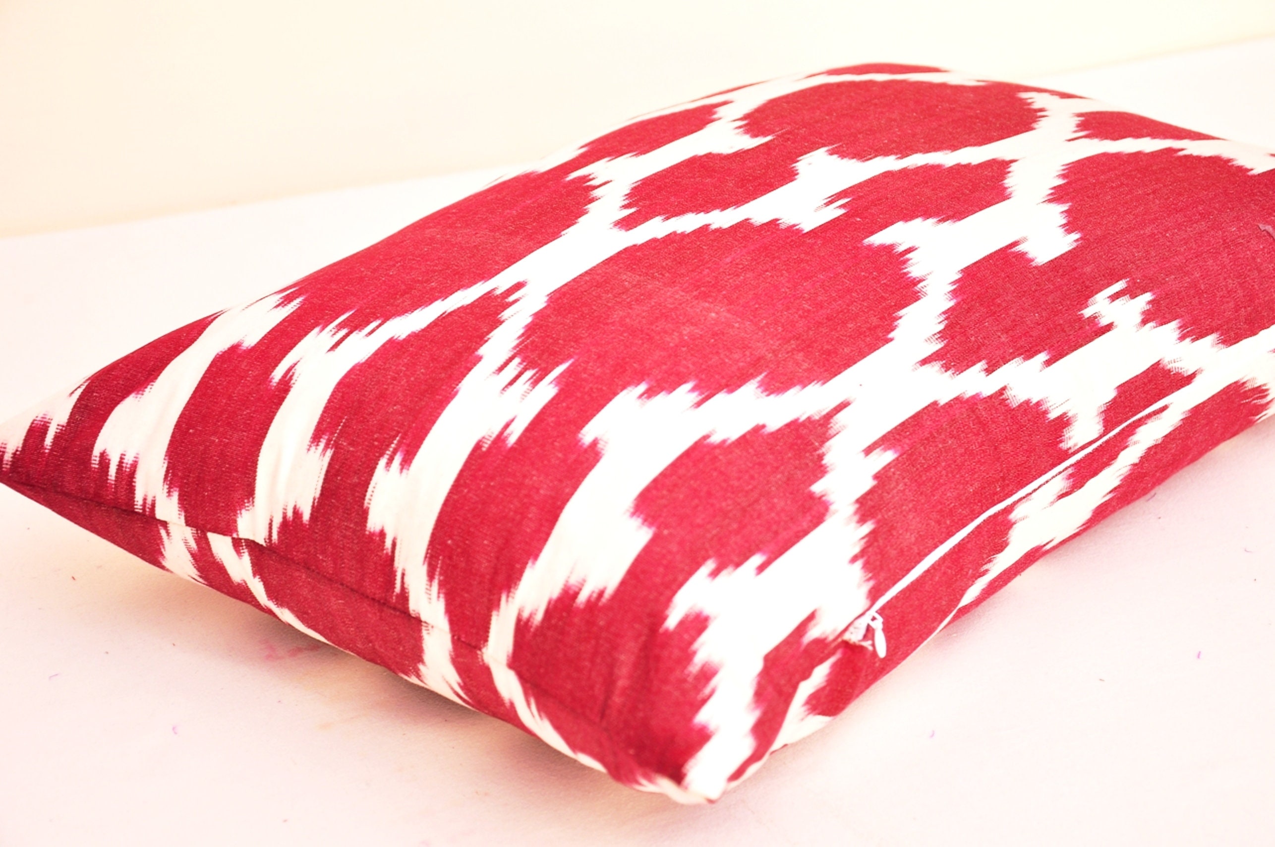 Dark red cotton ikat pillow accent pillow red ikat pillow Etsy