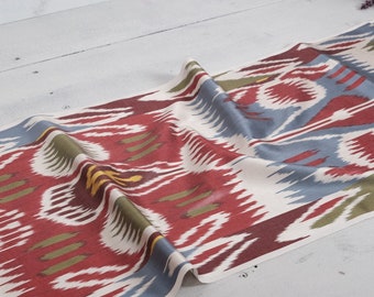 Handwoven Ikat Fabric: Colorful Silk Cotton Upholstery Material
