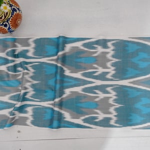 Material Ikat Azul, Tela Ikat Azul, Seda Ikat Azul, Patrón Ikat, Estampado Ikat, Ikat Hecho a Mano, Diseño Ikat, Tela de Tapicería, Tela Decorativa
