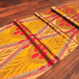 Goldy rombus silk ikat fabric by meters, gold ikat fabric, upholstery fabric, silk ikat fabric, handloom organic fabric, home decor fabric
