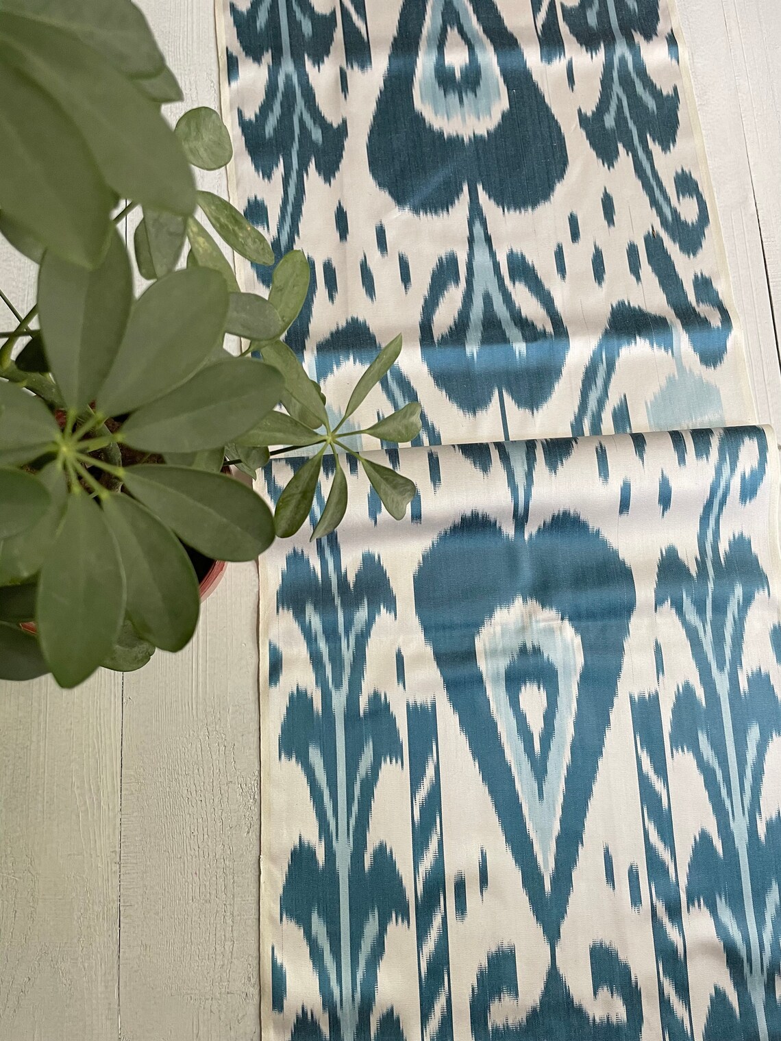 Blue Silk Fabric Upholstery Silk Fabric Metres Ikat Throw Etsy