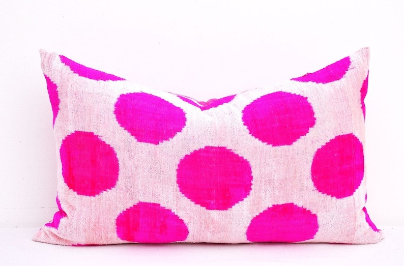 Accent decorative pillow Throw pillow Hot pink velvet ikat pillow Home decor pillow Velvet pillow case Handmade pillow Ikat cushion