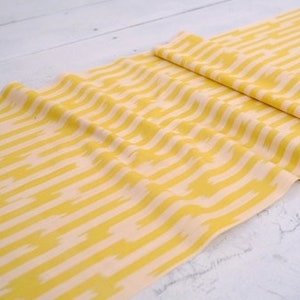 Striped design yellow ikat fabric, cotton fabric meter, upholstery ikat fabric, ikat yellow fabric, gold dress fabric, clothing ikat fabric