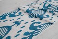 Teal Blue Ikat Fabric, Handwoven Silk Cotton, Upholstery & Dressmaking product logo