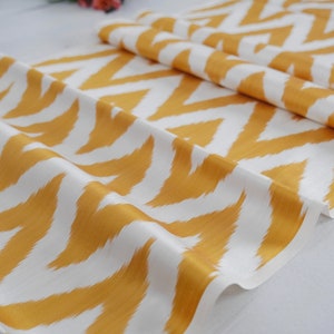Yellow Chevron Fabric, Gold Zigzag Pattern Ikat Fabric, Handwoven Ikat Fabric, Unique Ikat Fabrics, Traditional Ikat, Ikat Upholstery Fabric