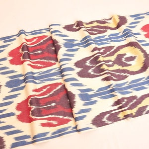 Colorful ikat fabric, Uzbek ikat fabric by the yards, Cotton ikat fabric, Ikat table runner, ikat upholstery fabric, Ikat designer fabric