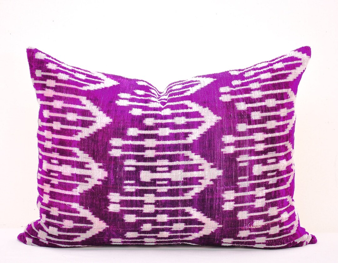 Purple Velvet Ikat Pillow Ikat Cushion Accent Decorative Etsy