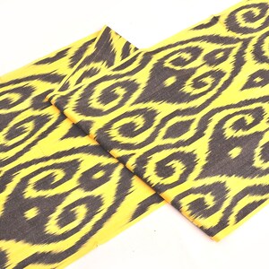Yellow and Black cotton ikat fabric, Ikat upholstery fabric, Pure cotton fabric, Home decor ikat fabric, Cotton ikat fabric by the yard