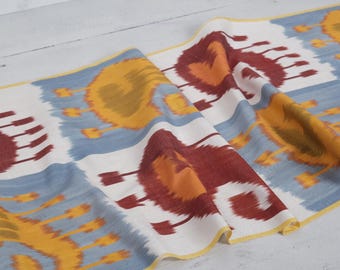Handloom Silk Ikat Fabric: Paisley Pattern, Natural Dyes, 20" Wide