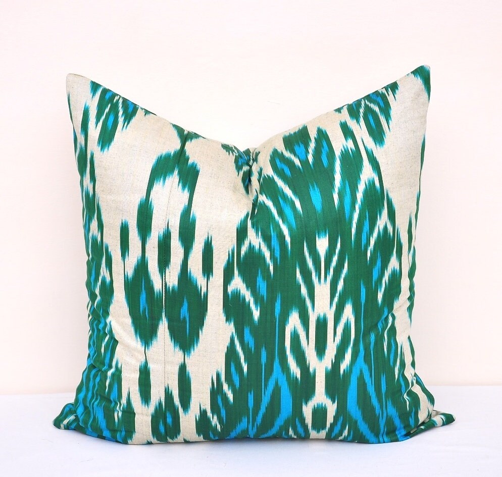 20x20 Light Sea Green Ikat Pillow Ikat Cushion Accent Etsy
