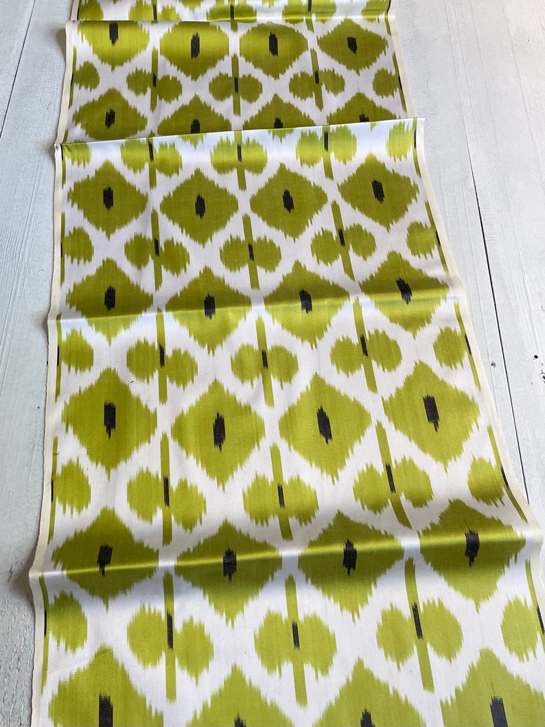 Silk Ikat Fabric – Olive Ocean Ikat main image 0