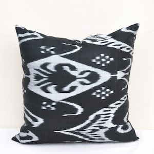 Black ikat pillow, Ikat cushion, Accent decorative pillow, Handmade pillow, Throw pillow, Sofa pillow, Pillow case, Home decor pillow