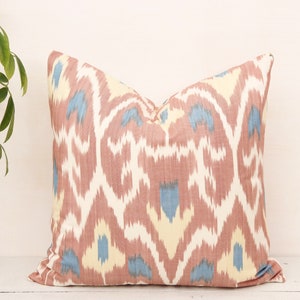 Pastel colors ikat pillow, pastel decor ikat pillow, organic cotton ikat pillowcase, cotton ikat pillow, ikat cushion, wholesale ikat pillow