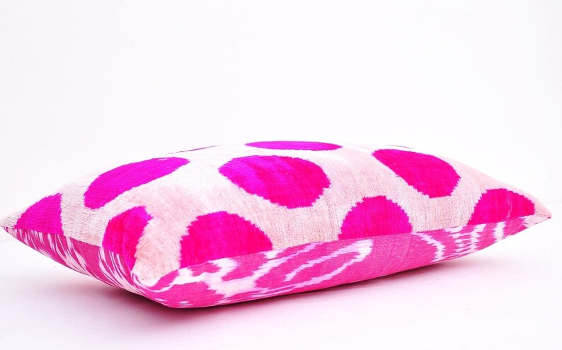 Accent decorative pillow Throw pillow Hot pink velvet ikat pillow Home decor pillow Velvet pillow case Handmade pillow Ikat cushion