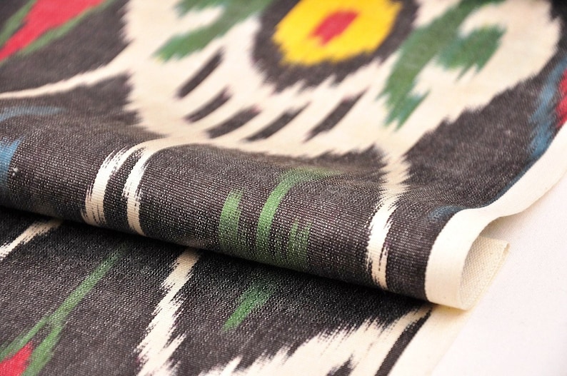 Black Ikat Fabric Silk Ikat Fabric Handmade Ikat Fabric Etsy
