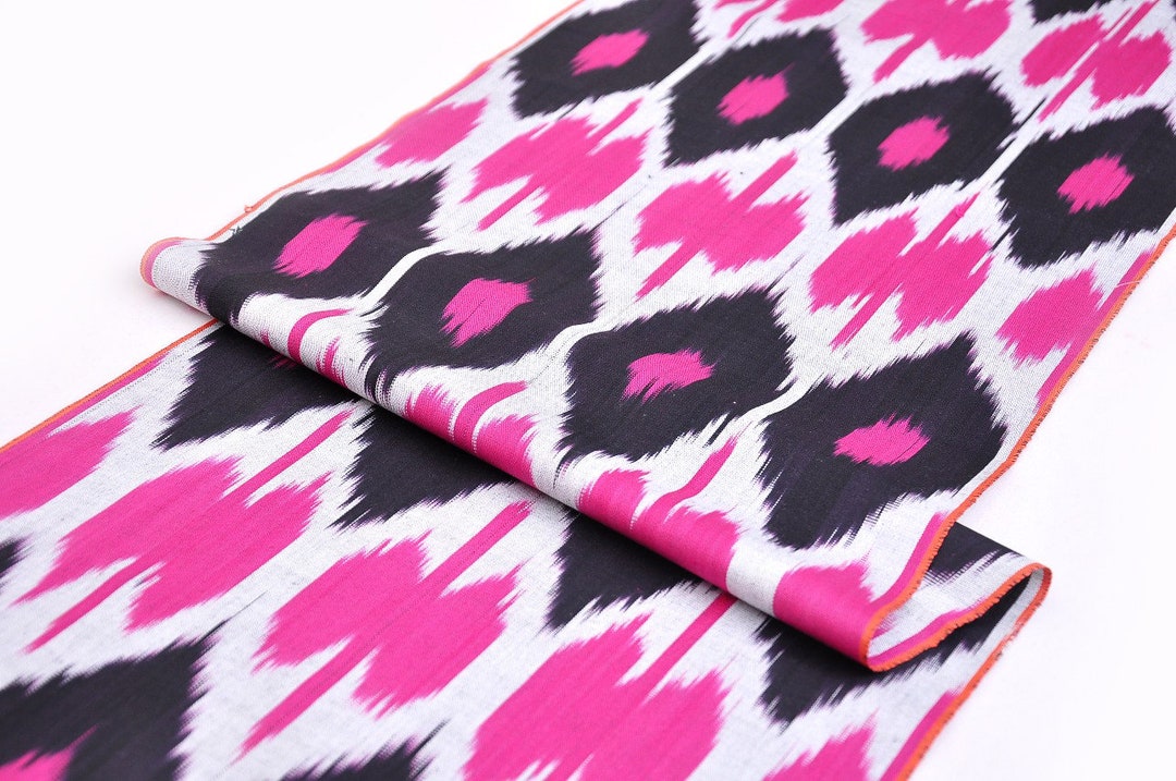 Pink - Ikat Fabric Cover Handmade Paper Notebook (7 x 5 in) main image 1