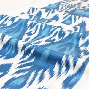Blue Silk Ikat Fabric By The Yard, Ikats Woven Silks from Central Asia, ikat textile art of Central Aisa, buy uzbek ikat from Bukhara direct
