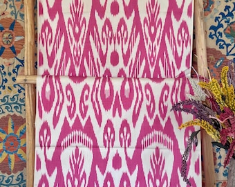 Pink Handwoven Cotton Ikat Fabric, Upholstery Material