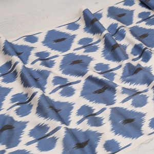 Azul diseñador Ikat tela Chevron patrón azul Ikat tela raya azul Ikat tela seda natural algodón trama tejida a mano tela suave 16'' de ancho