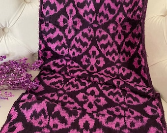 Purple Velvet Fabric Alo Bakhmal Fabric Silk Ikat Fabric Upholstery Fabric Handwoven Velvet Fabric Handmade Ikat Fashion Designer Fabric Alo