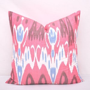 Pink ikat pillow, Ikat cushion, Accent pollow, Decorative pillow, Handmade pillow, Throw pillow, Sofa pillow, Pillow case, Home decor pillow