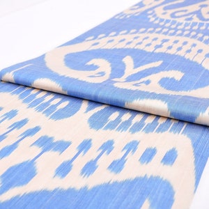 Blue ikat fabric by the yard, upholstery, hand woven fabric, handloom, Clothing ikat fabric, ikat fabric by the yard, silk ikat fabric, ikat