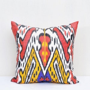20x20 Multicolor ikat pillow, ikat pillow case, silk Ikat cushion,Decorative pillow, cotton ikat pillow, silk ikat pillow, home decor pillow