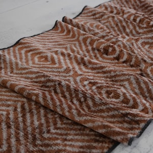 Burlywood Velvet Fabric, Ikat Pattern Velvet Fabric, Silk Velvet Fabric, Loomed Bakhmal Fabric, Handloom Fabric, Designer Ikat Velvet Fabric