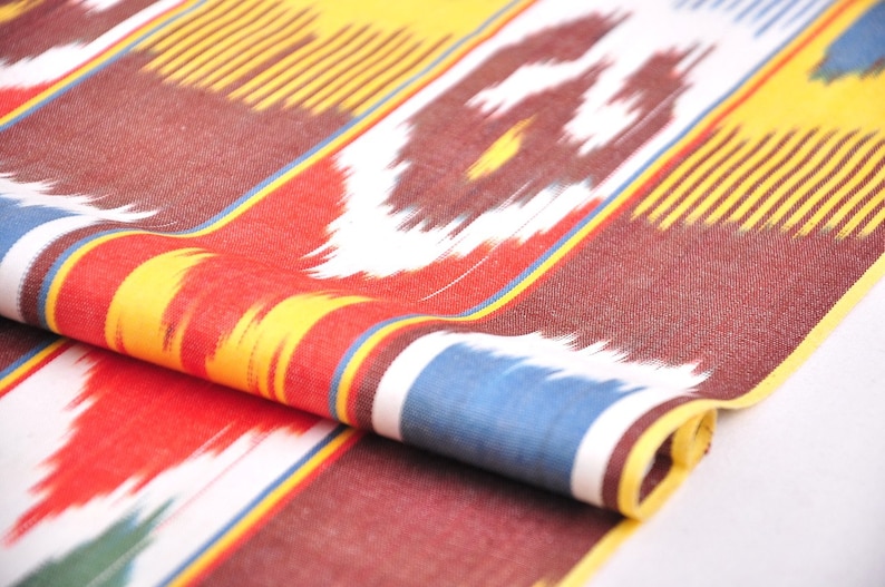 Multi Color Ikat Fabric Cotton Ikat Fabric by the Yard Etsy