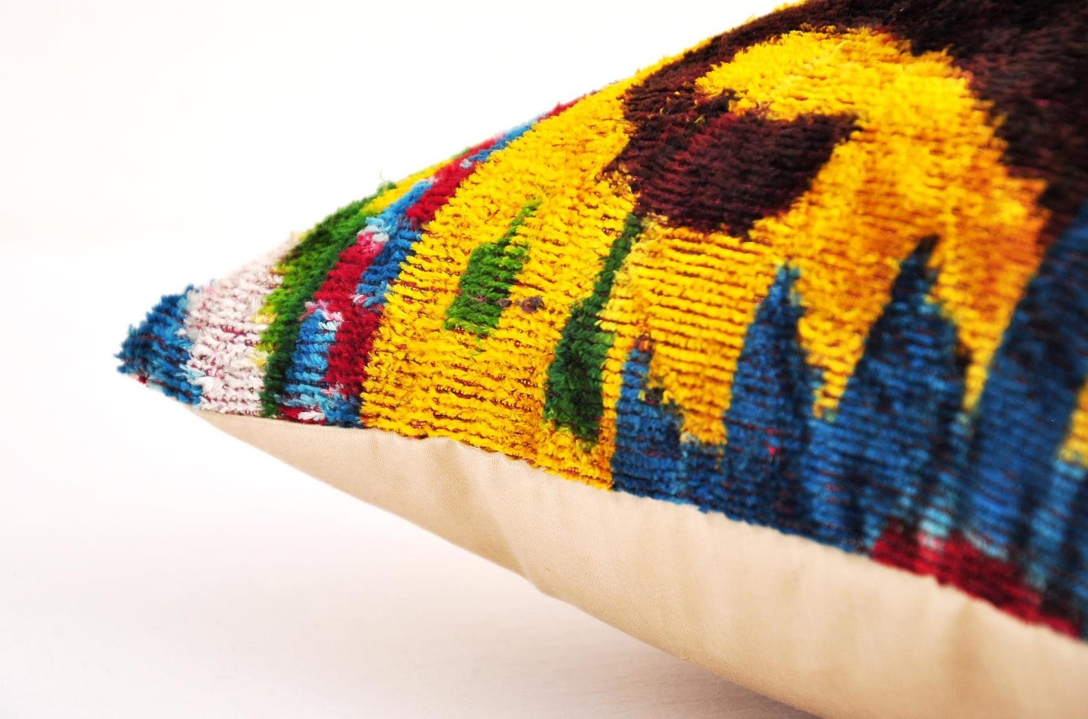 Multi Color Velvet Ikat Pillow Ikat Cushion Accent Etsy