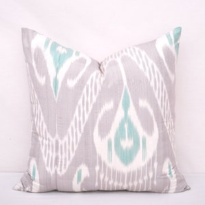 20x20 Silver ikat pillow, Ikat cushion, Accent decorative pillow, Handmade pillow, Throw pillow, Sofa pillow, Pillow case, Homedecor pillow
