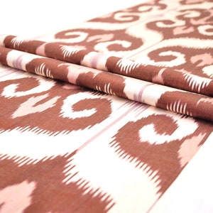 Silk cotton ikat fabric handwoven, ikat upholstery fabric handloom fabric silk ikat fabric yard, uzbek ikat, organic ikat fabric, wholesale