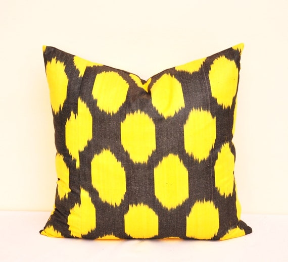 Yellow Cotton Ikat Pillow Accent Pillow Yellow Ikat Pillow Etsy