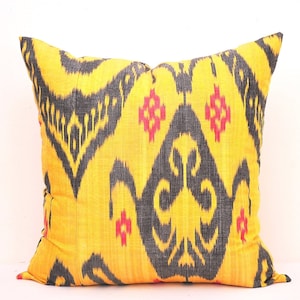 Gold ikat pillow, Ikat cushion, Accent decorative pillow, Handmade pillow, Throw pillow, Sofa pillow, Pillow case, Home decor pillow
