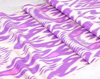 Lavender Ikat Fabric: Handwoven Silk Cotton Blend, 20" Wide