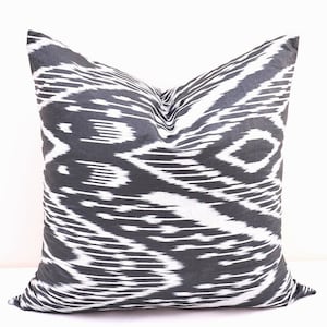 Black ikat pillow, Ikat cushion, Accent decorative pillow, Handmade pillow, Throw pillow, Sofa pillow, Pillow case, Home decor pillow