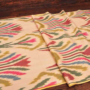 Handloom ikat fabric, best trendy fabric, organic cotton fabric online, cotton ikat fabric by the meter, cotton ikat fabric, cotton fabric