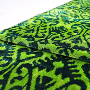 Tela verde sobreteñida, tela Ikat de decoración del hogar, tela de tapicería verde, tela Ikat de seda, tela de terciopelo de la mejor calidad, tela Ikat tejida a mano