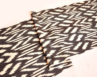 Black Cotton Ikat Fabric, Handwoven Upholstery Fabric by the Yard