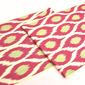 Dark Red Cotton Ikat Fabric, Upholstery Fabric, Ikat Woven Fabric