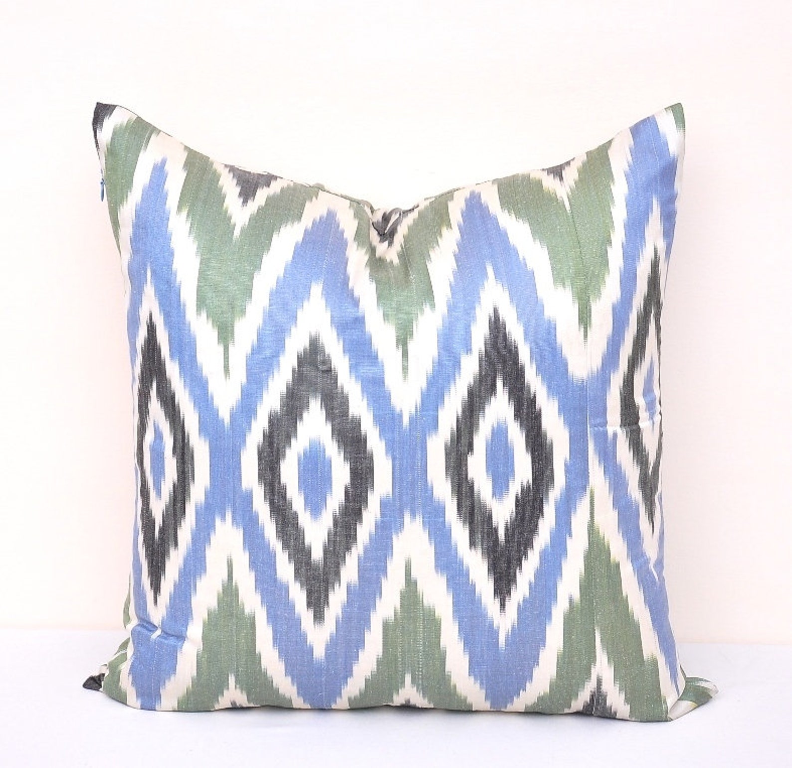 Blue and Green Ikat Pillow Ikat Cushion Accent Decorative Etsy