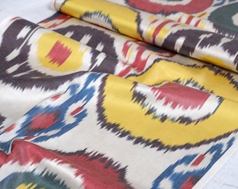 Handwoven Silk Cotton Ikat Fabric - Natural Dye, Upholstery Material