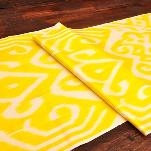 20 inches wide yellow fabric by metre, golden color fabric, sunshine yellow silk dress fabric, ikat fabric, ikat textile, handloom fabric